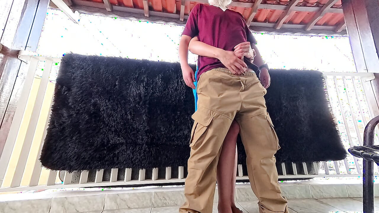 A post-party encounter ends with a creampie on the balcony.