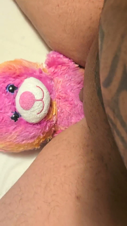 FTM trans boy pussy grind on teddy solo humping