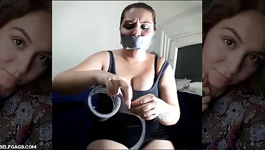 Self-gagged with Duct Tape