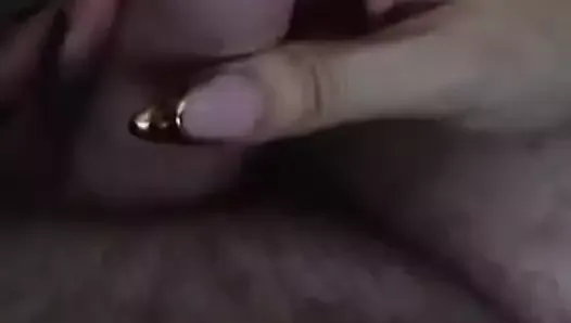 Wifes sharp nails tease my dick until it explodes