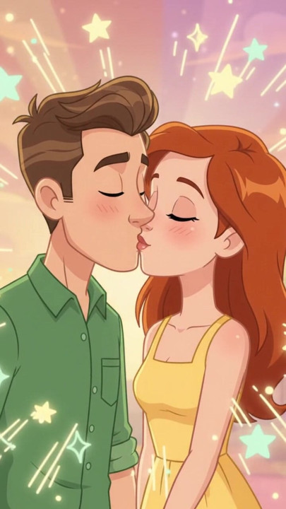 "Сладкий 💕 мультяшный момент любви"