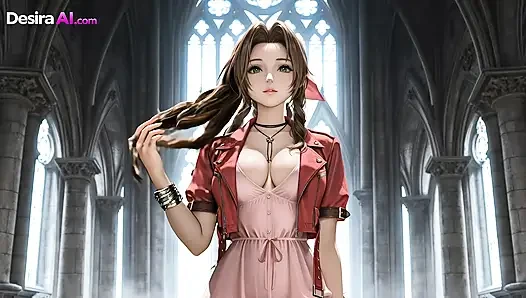 Нежные моменты замка, как Aerith принимает каждую каплю ИИ сгенерировано
