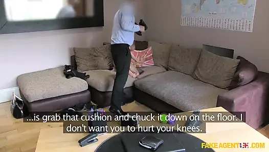 Fake Agent UK - Petite Ebony Alyssa Tries to Impress John Petty with Masturbation, Blowjob & Rough Doggystyle Office Sex