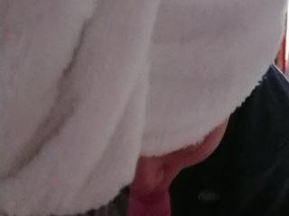 Handdoek hoofd Aziatische vrouw zuigt