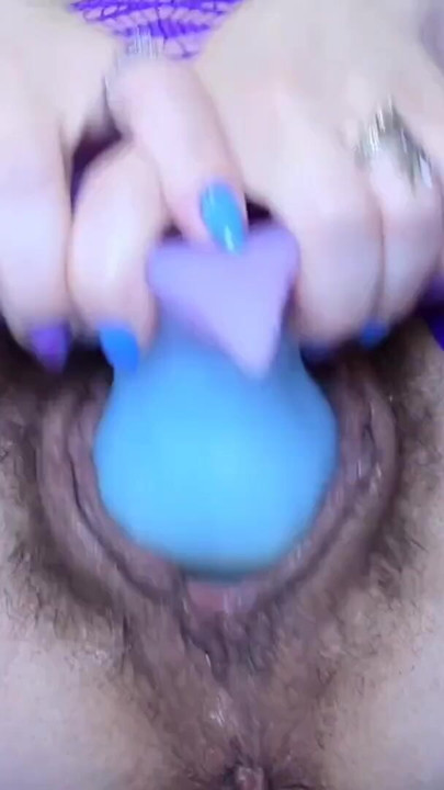MILF Playing With Fat Hairy Pussy - Orgasms & Sucks Cum Off Vibrator | Clip 2