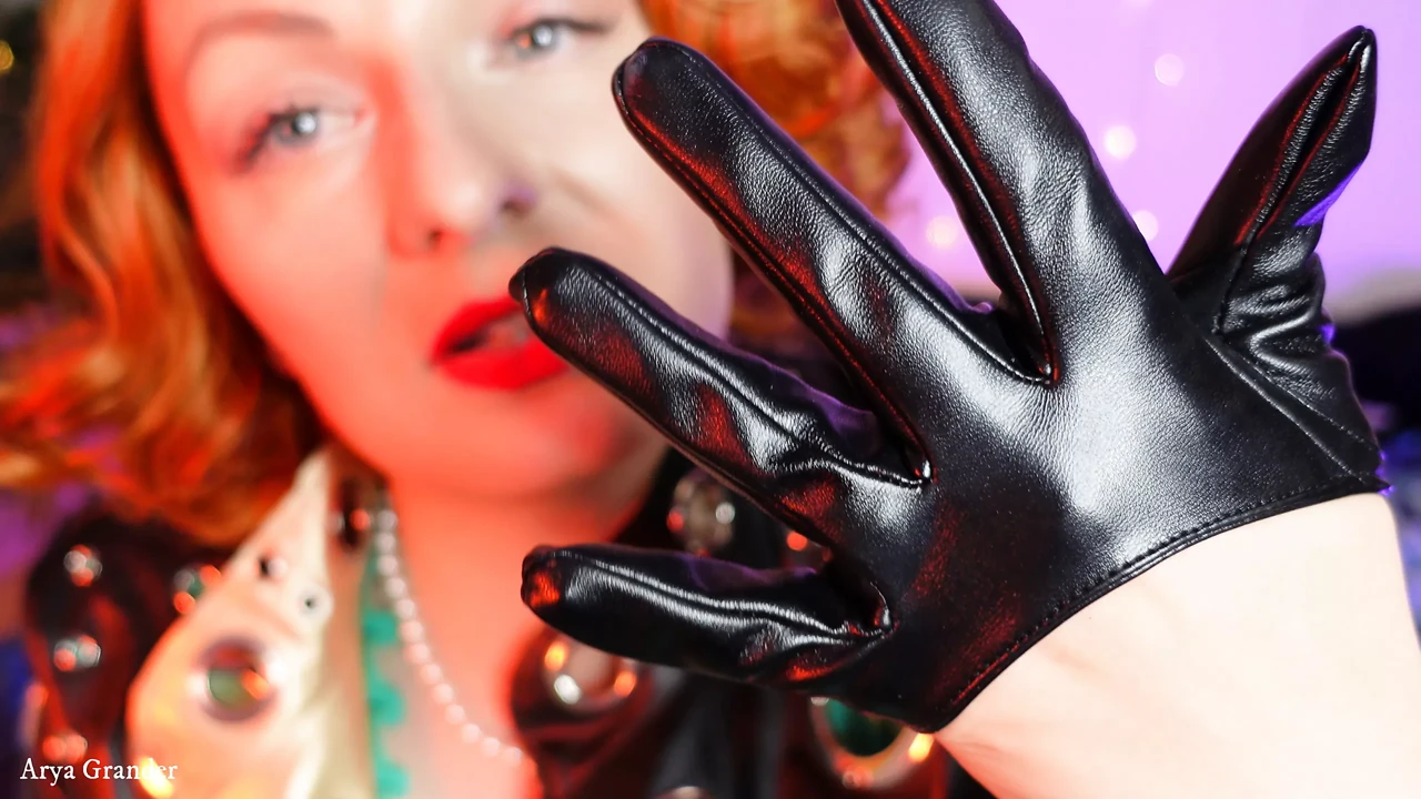 sexy short leather gloves - hot MILF teasing ASMR video with close up - glove fetish