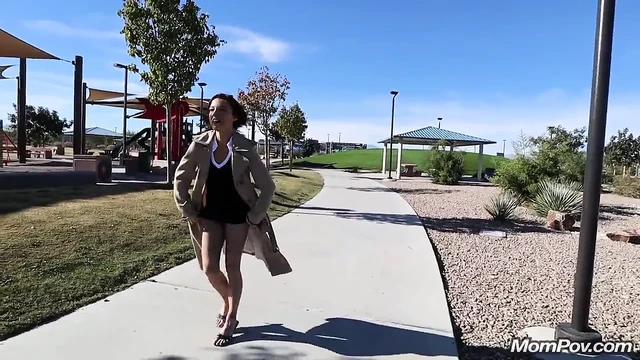 55 Years old skinny MILF had outdoor sex