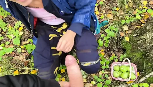 A stranger caught a twink jerking off in the woods and couldn't get past his ass - 377