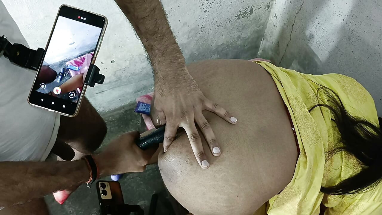 Double dildo in ass to fuck big ass Hindi audio doggy style anal