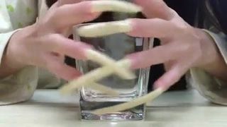 long natural nails and glass