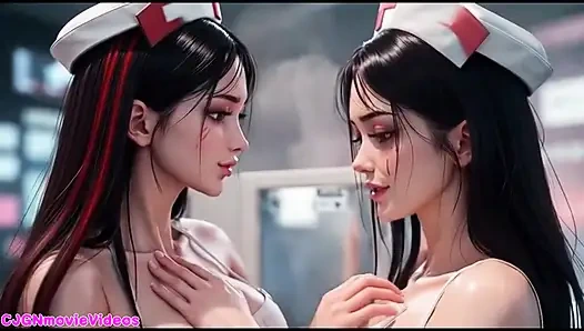 İblis kraliçesi iki kız öpücüğü istiyor (ai animasyonu)