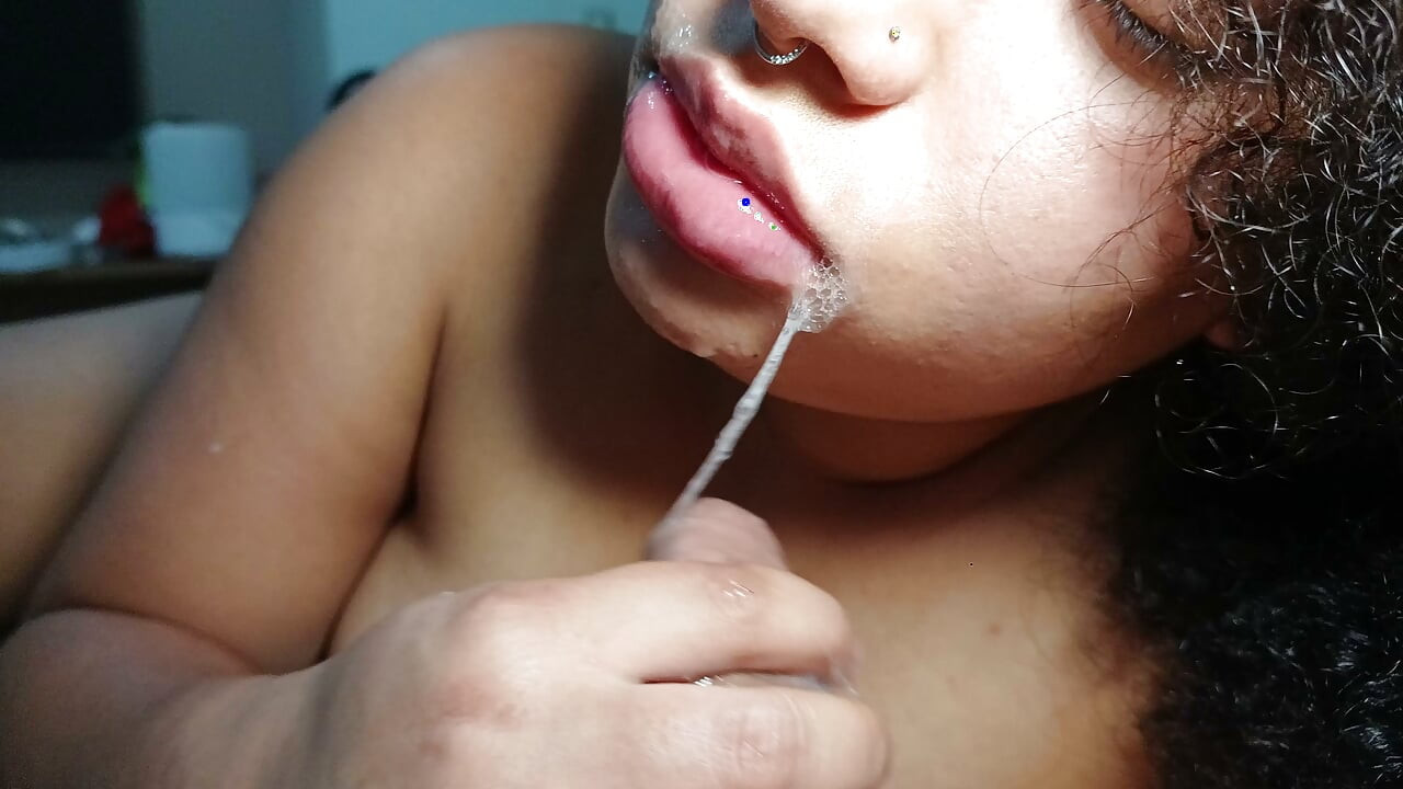 Deep creampie down the slut's throat - after all that fucking, she gets her prize.