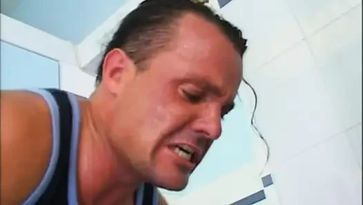 Stewardess Pisses in Public Toilet Then Fucks a Big Cock That Cums in Mouth