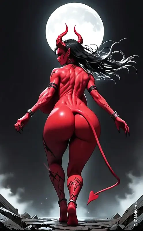 恶魔女人在音乐上弹跳屁股（Ai动画）