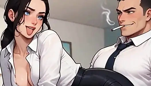 Waifu sekretärin pOV - latina & gefärbte haare, büro-nahaufnahme necken