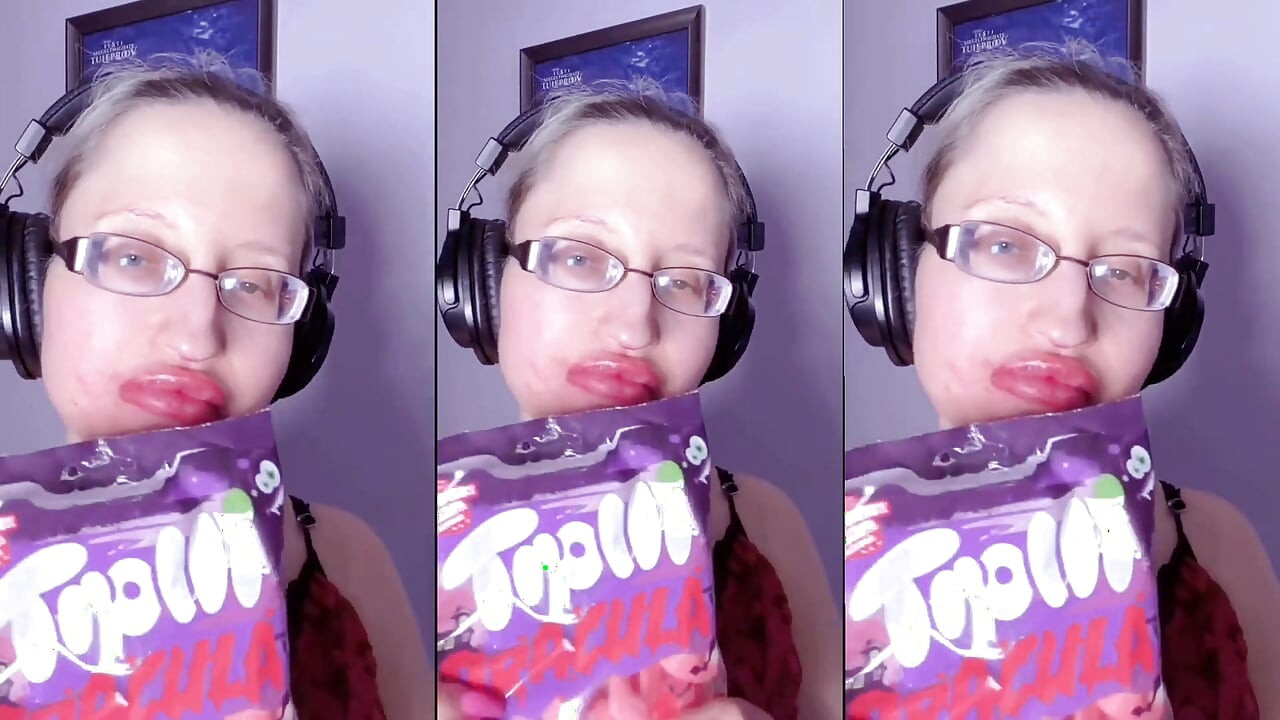 Asmr Teeth Candy Eating - Asmr, Eye Glasses, Gianess, Lipstick, Big Lips, Mough, Food, Face Fetish, Long Nails