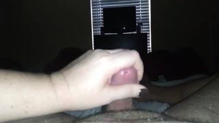 Wife stroking my cock and making me cum