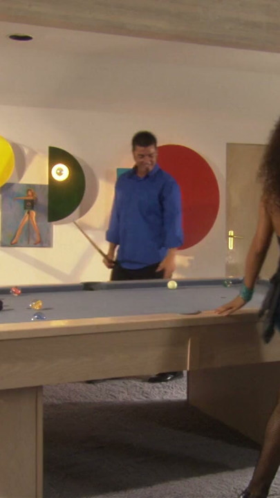 Elegant girl endures a rough interracial fucking on the pool table | Clip 1