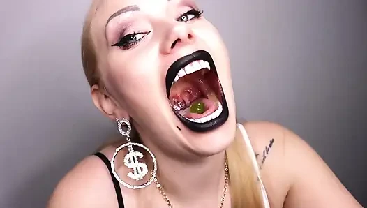 Giantess Swallowing Her Shrinking Slaves in Front of the Eyes of Her New Food-targets!