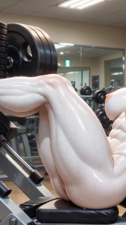 3D Muskuløs Moden Kvinde Tunge Squats & Røv Træning - Klassisk Gym Tease | Klip 1