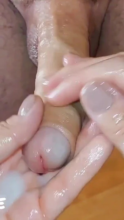 Jaw-dropping moment from "Handjob Technique: Cock Polishing. Triple Cumshot Glans Massage Montage (Milking-time)"