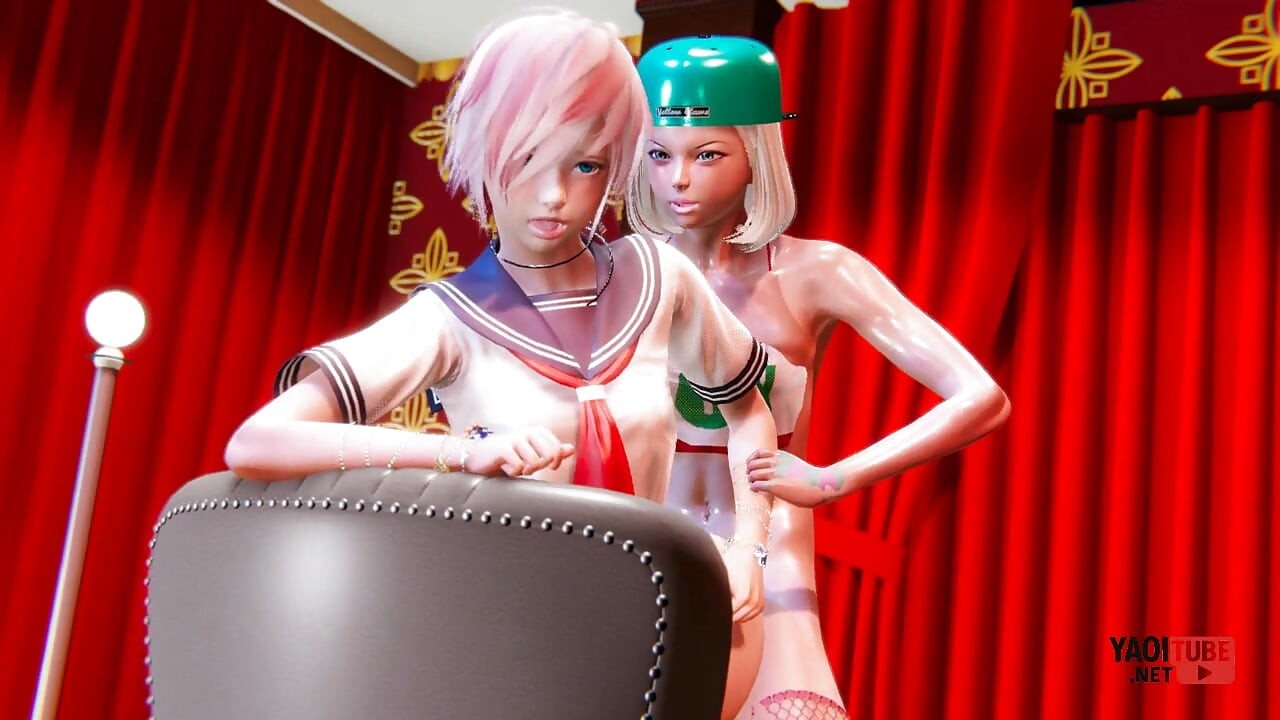 Yaoi - Două femboys se fut pe canapeaua tatălui său vitreg