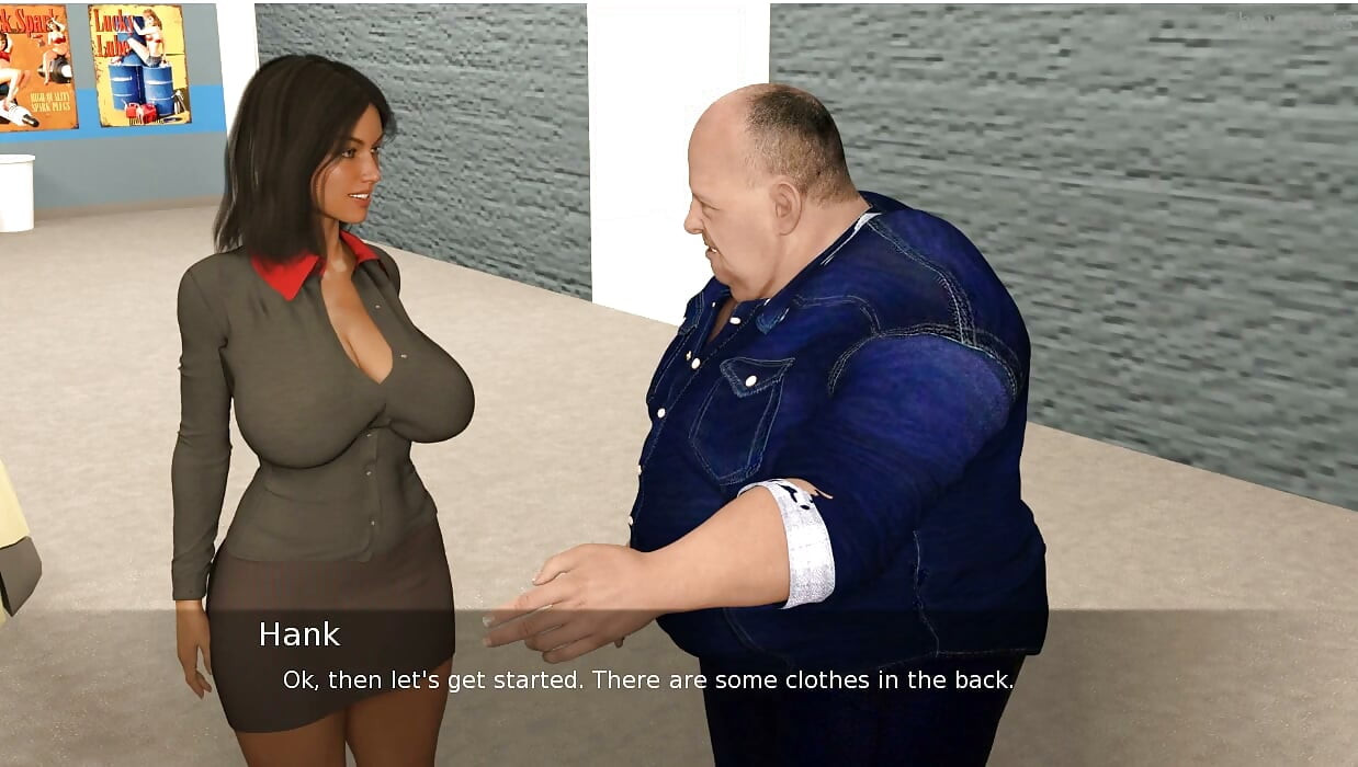 Project Hotwife - Játékmenet - Szerepjáték - Nincs szex - Csak csábítás - Merry szerelőruhában flörtöl a szerelővel