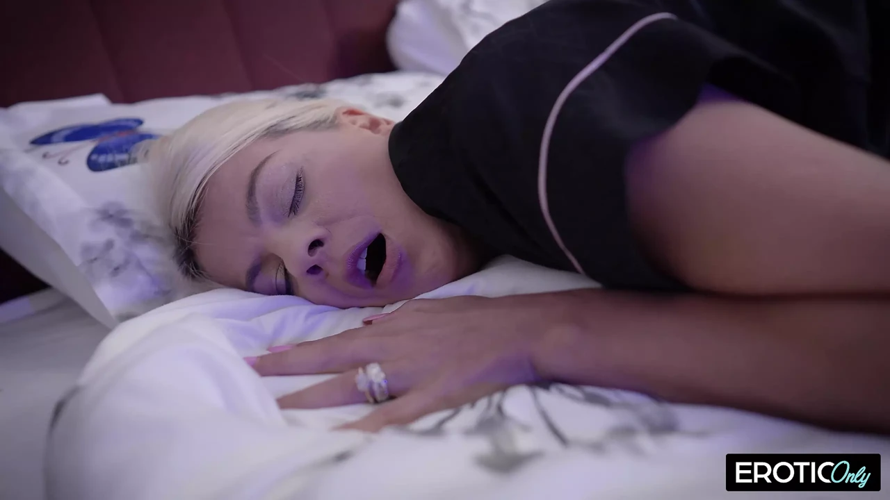 Blonde MILF Gets Horny in Bed and Fucks Herself with a Big Dildo