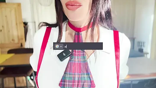 Sucking and riding a Dildo in my Schoolgirl uniform (German JOI)