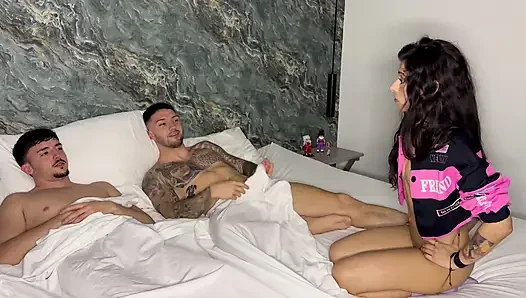 White Twin Fucked by Two Big Cocks at the Same Time!