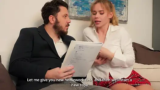 Kız öğrenci İngilizce dersi için geldi ama onun yerine anal eğitim aldı