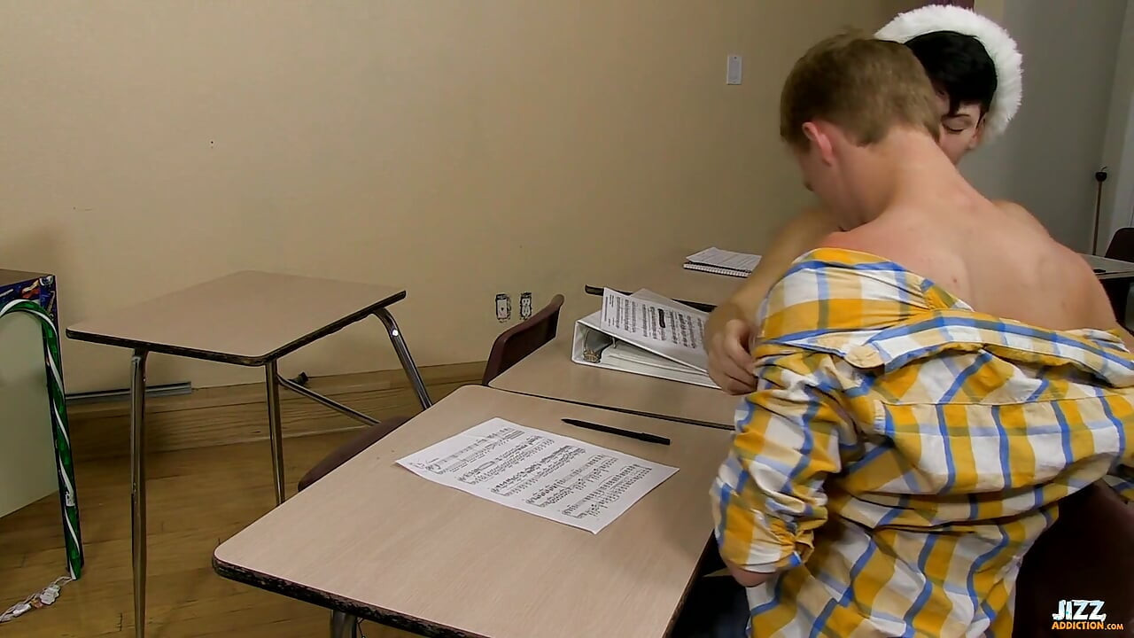 Teen twinks classroom cock riding!