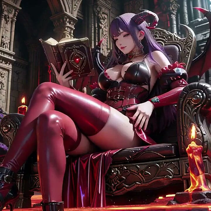 Purple-haired Demon Queen! a Forbidden Feast on the Magma Throne, Red-black Armor Clinging to Scorching Skin!
