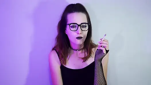 Goth Girl Smoking in Fishnets