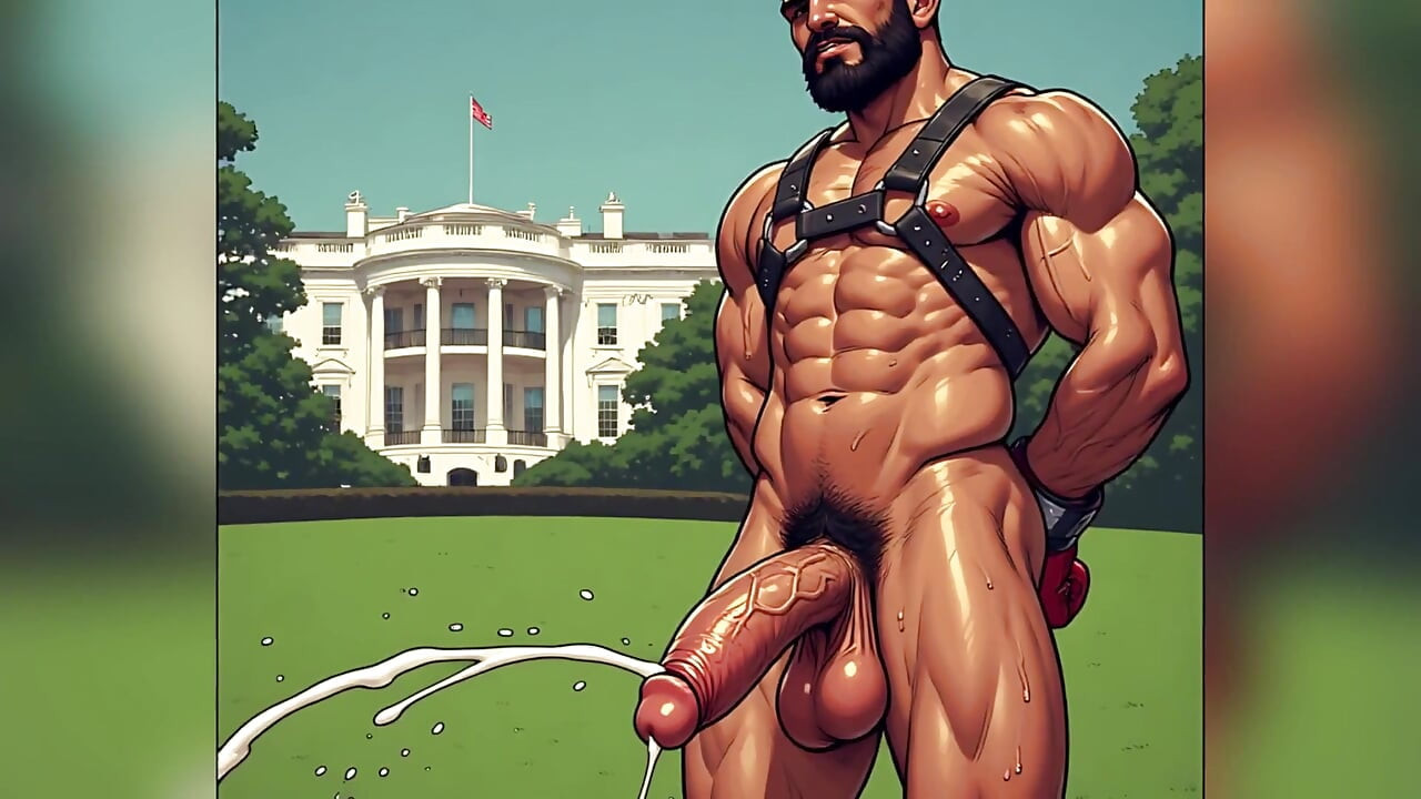 Muscular Boxers Naked and Cumming Outside White House Ai Art