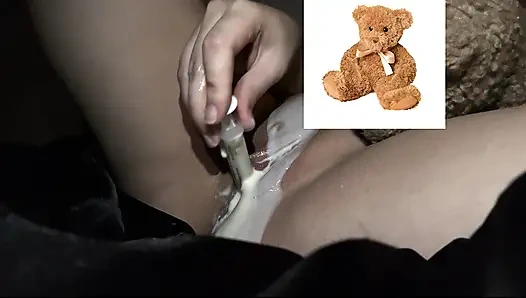 4k-ASMR YOGURT FOOD FETISH- KINKY STEPSISTER MASTURBATES WITH DILDO- CUMFLATION HENTAI-  -ARABIAN SNOWWHITE