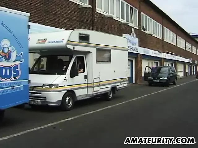 Amateur girlfriend threesome in a camping-car