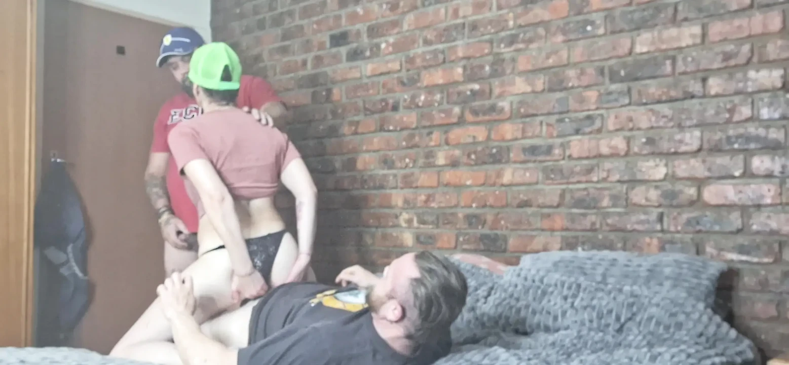 Fucking husband and friend in threesome