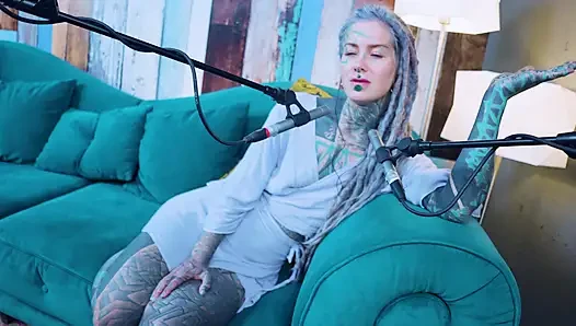 I talk about M - Music - ASMR podcast SFW talking goth skinny girl dreadlocks tattoo model inked girl
