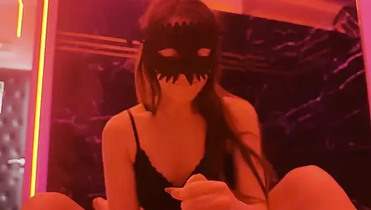 Mistress wife uses her hands and small feet to pleasure her slave and he cums all over her feet