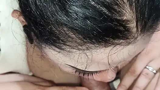 When She’s Feeling Playful. Big Tits Wife Giving a Soft Blow Job to Heat Up