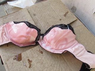 Sexy Satin Lingerie Bra gets Blasted with Thick Semen