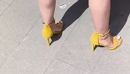 Four loads of cum in girlfriends high heel sandals - on feet