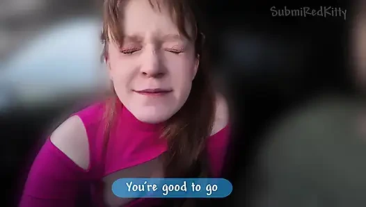 Sevimli kız saksoyla yolculuk için para ödedi ve sürücünün dölünü yuttu