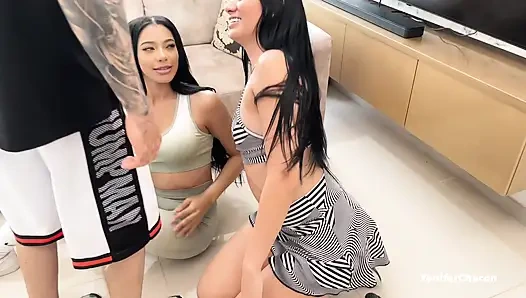 İki ateşli Venezuelalı kız kişisel antrenörlerini sikiyor