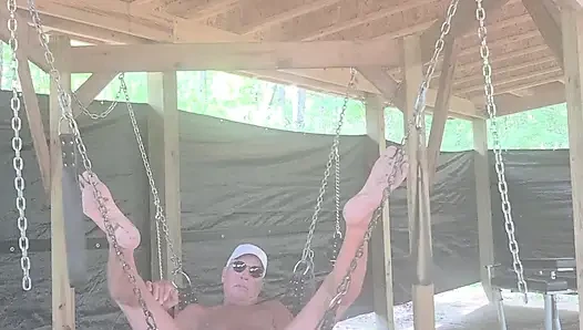 Hot and naked on my swing with a hot gay cock.
