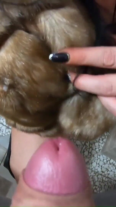 Fur Fetish Squirt - Deep Blowjob, Cum on Fur Coat & Double Orgasm with Messy Finish | Clip 1