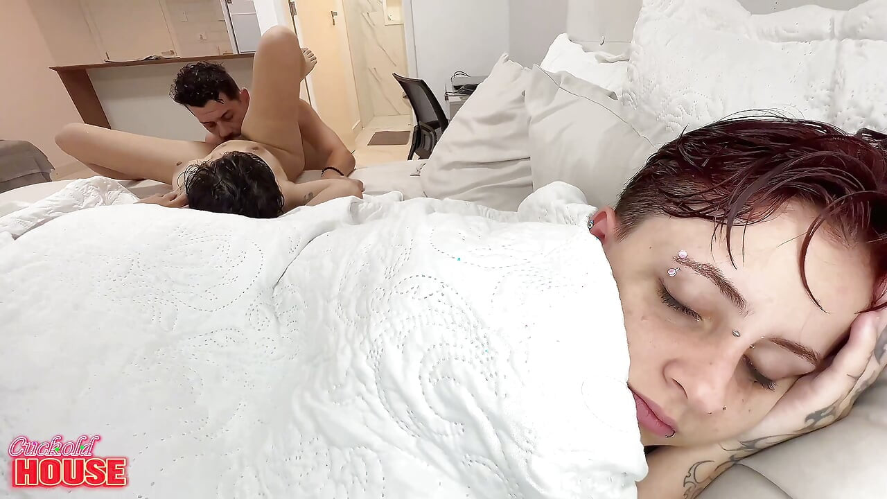 Bisexual Girl Cheating on Her Sleepy Girlfriend with a Very Naughty Guy