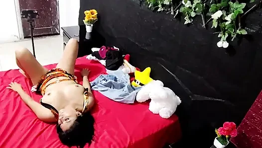 Filming missionary porn. This guy makes my vagina tremble while he fucks me.
