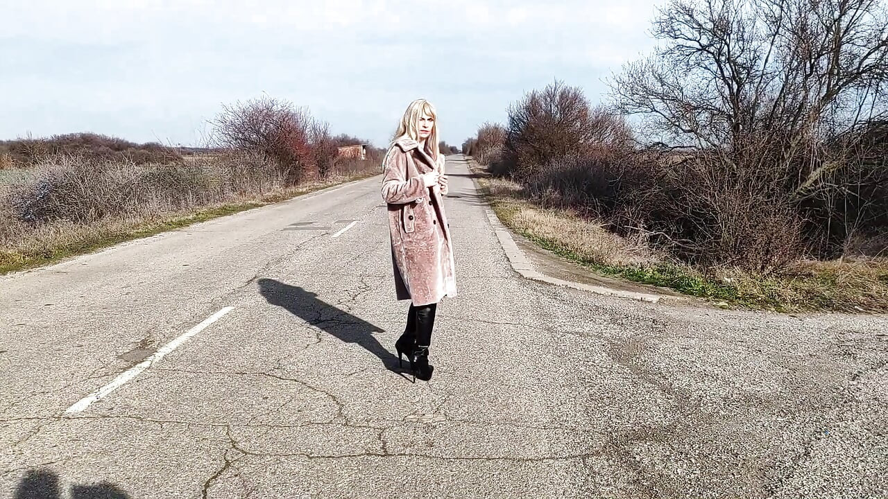 Little Whore Strips off Her Red Bodysuit on the Highway Part 3